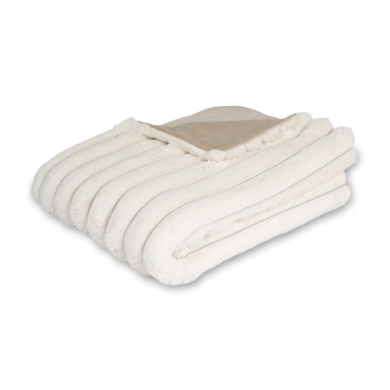 Abderraouf Ribbed Throw Blanket, Ivory