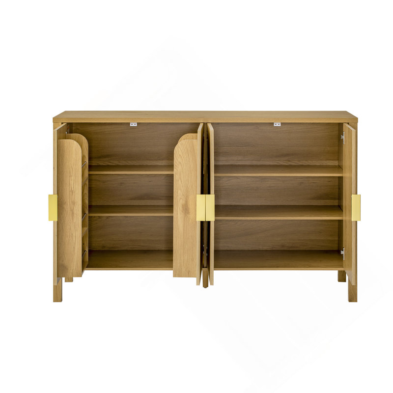 Armoire de rangement avec porte à rayures 57,5 po U_Style Modern Sideboard, Naturel