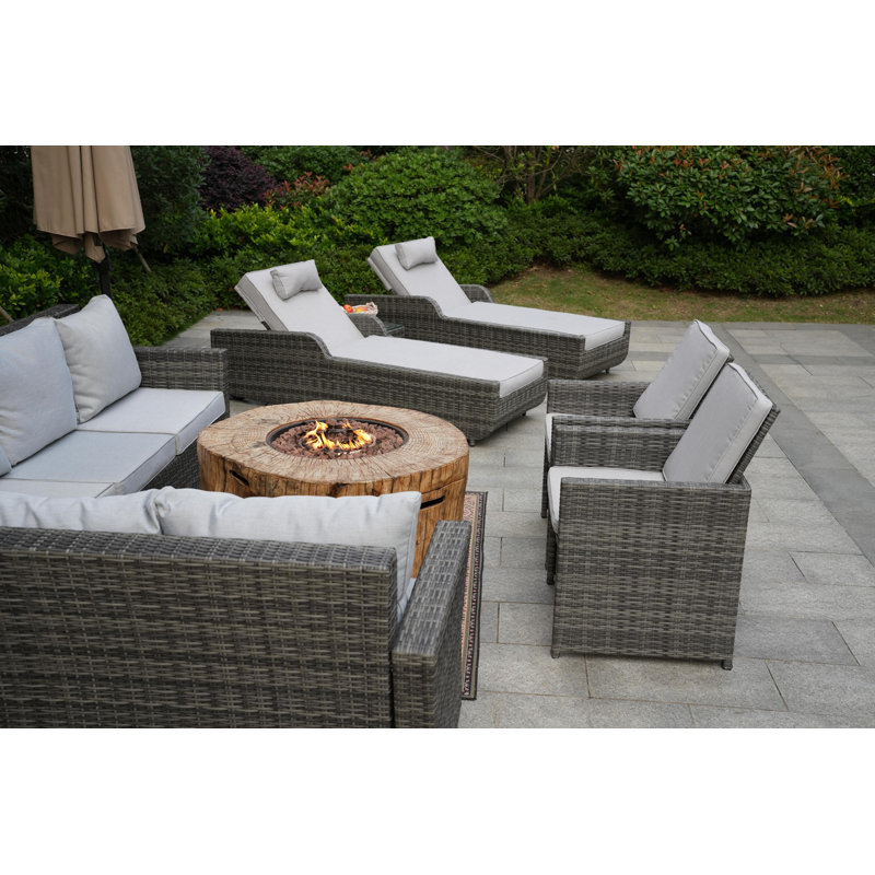 Almanza 10 - Person Patio Conversation Set with Cushions