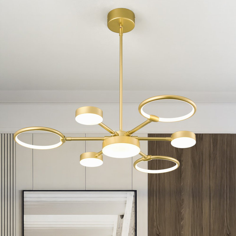 Luminaires suspendus ronds modernes Modern Industria, Or, 7 lumières