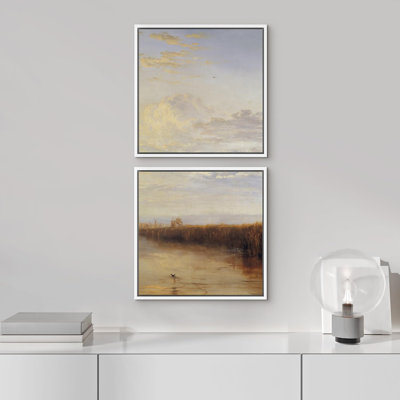 Ensemble de 2 pièces de nuages, ciel et rivière