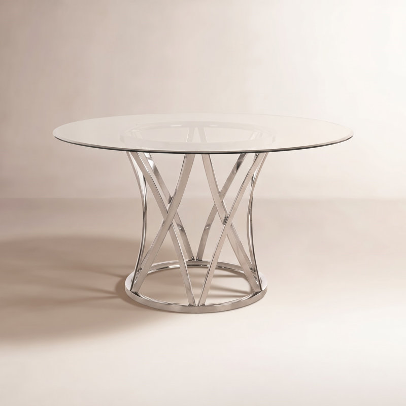 Dorene Yuko Round Glass Dining Table