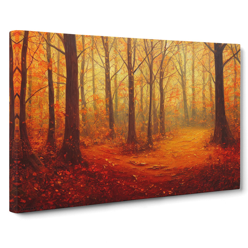 Glamorous Autumn Forest - Wrapped Canvas Painting, 40cm H x 60cm W x 3cm D