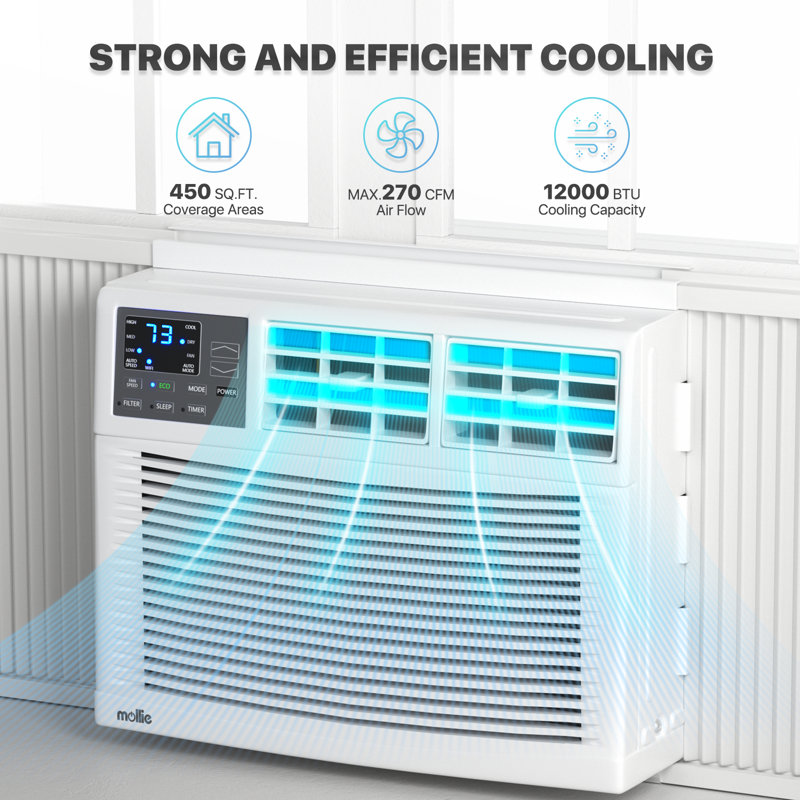 Mollie 12,000 BTU White Smart Window Air Conditioner with Remote