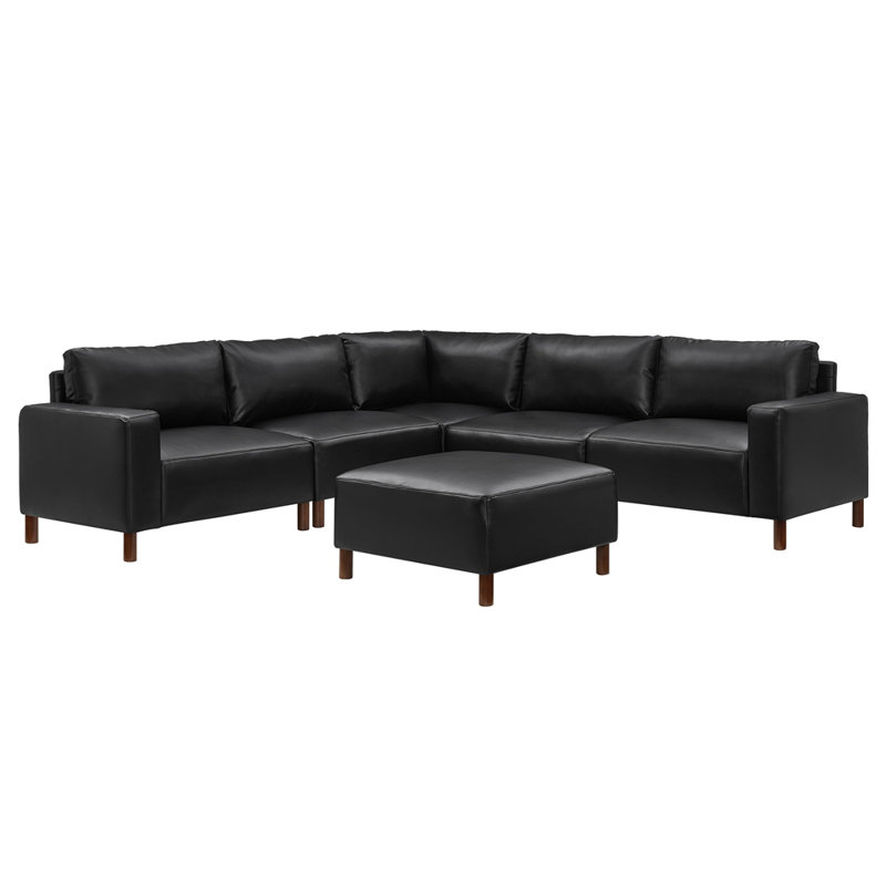 Canapé d'angle en cuir de polyuréthane, Noir