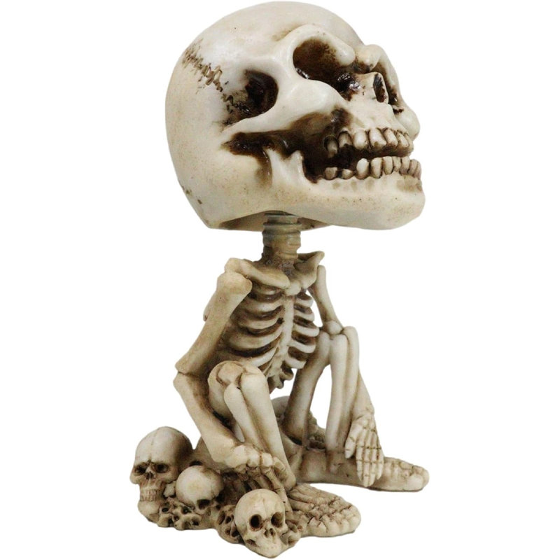 Gothic Macabre Grinning Grave Squatter Skeleton Skull Bobblehead Figurine