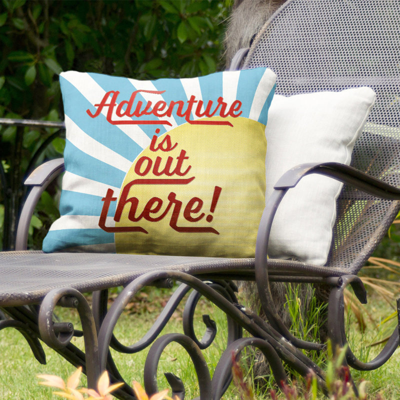 Outdoor Reversible Throw Pillow, 18" x 18", Blue/Yellow