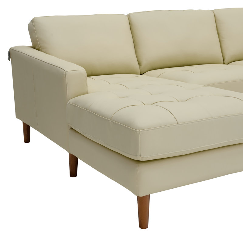 Canapé modulaire faisant face à la droite avec repose-pieds de 142 po Mentzer, Ivory Leather Match