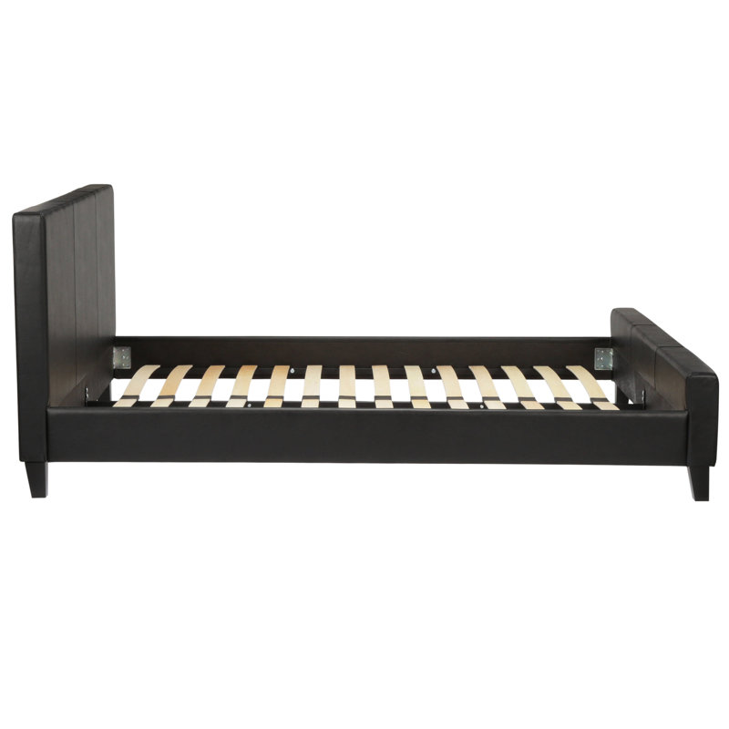 Upholstered Faux Leather Bed, King, Black