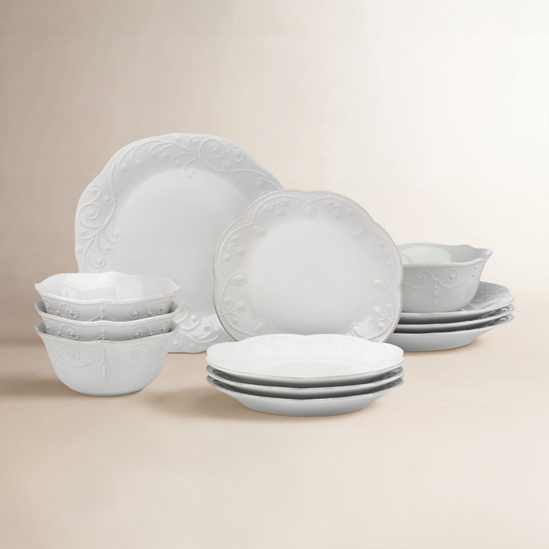 French Perle White 12-Piece Dinnerware Set Lenox