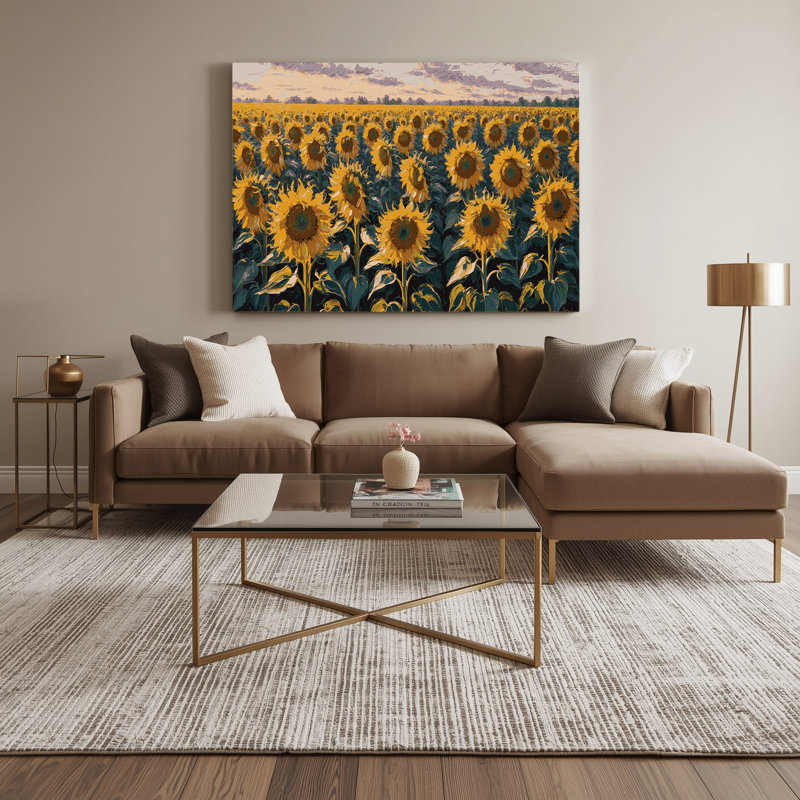 Art mural sur toile vert, "Thanksgiving tournesols", 20" H x 24" W