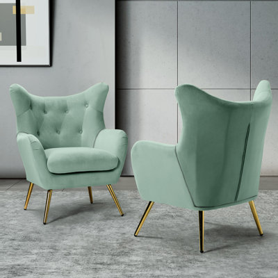 Avianna 29.25'' Wide Tufted Velvet Wingback Chair