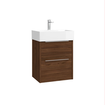 Primrose C50 Wall Mounted Bathroom Vanity in Glossy White with Chrome Handles
