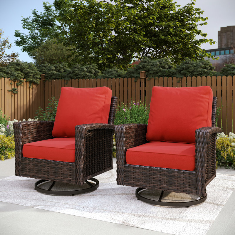 Swivel Wicker Outdoor Lounge Chair, Red