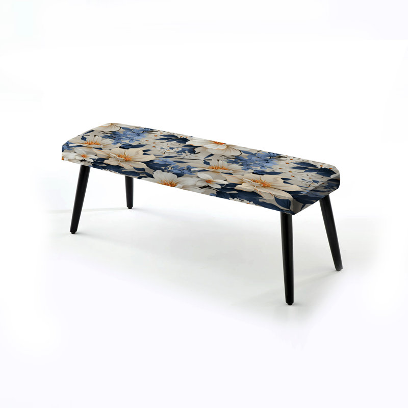Banc industriel rembourré floral ivoire Industrial