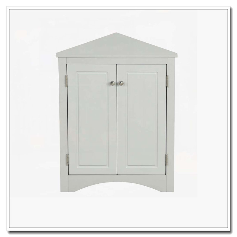 Armoire de rangement d'angle pour salle de bain avec tablettes réglables, Gris