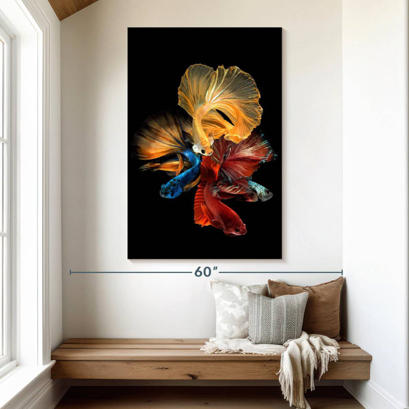 Poissons Betta qui coulent, H 51 po x l 34 po