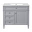 Meuble-lavabo de 36 po avec lavabo supérieur, meuble-lavabo moderne avec 2 tiroirs et tiroir escamotable, meuble-lavabo simple