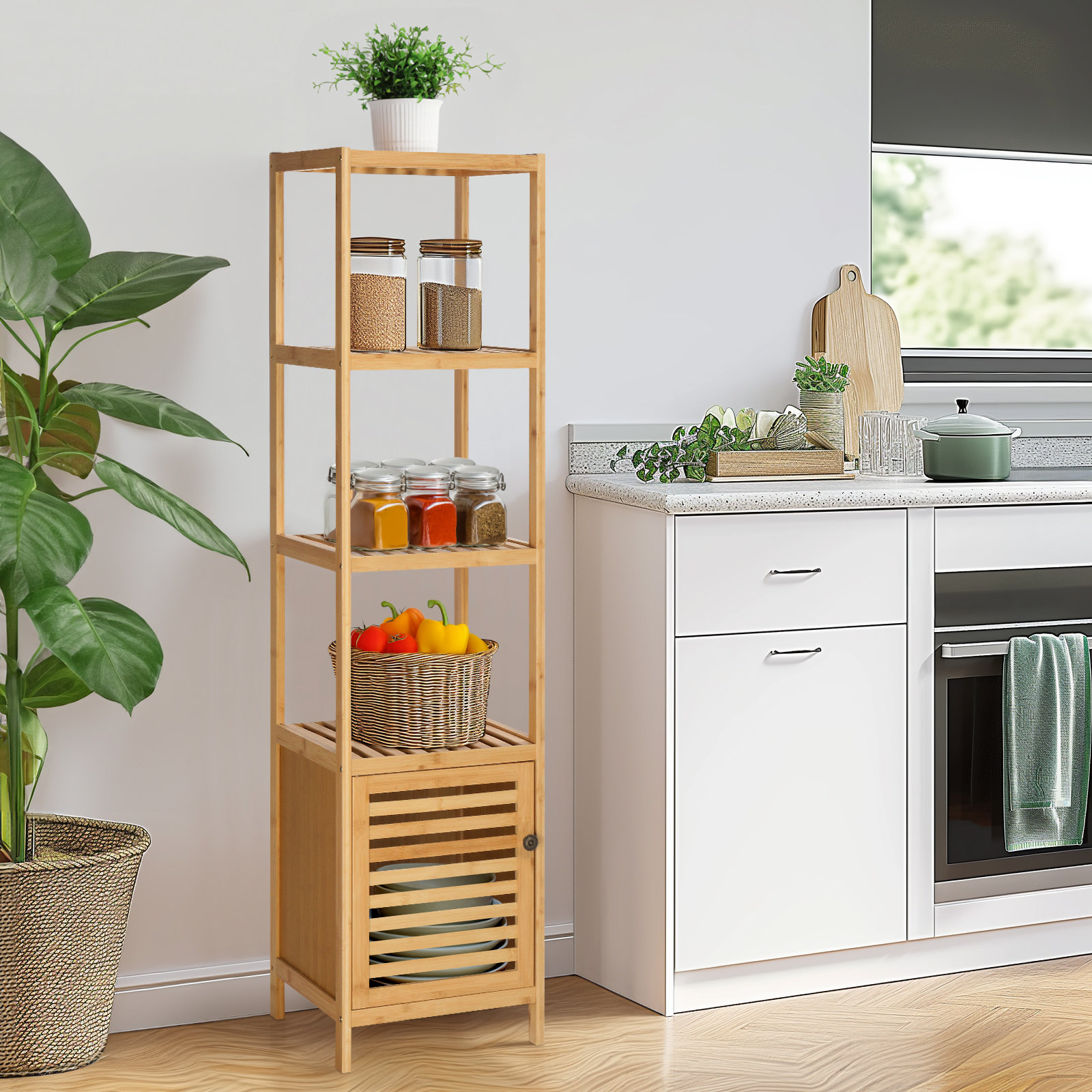 Winston Porter Dewindt Bamboo Freestanding Bathroom Shelves Wayfair