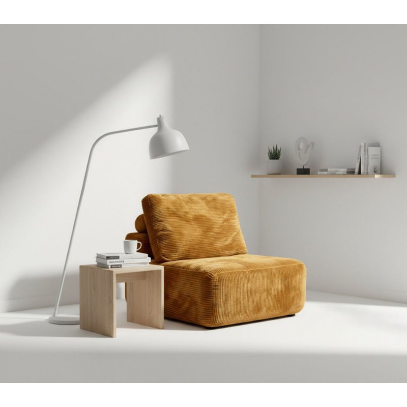 Fauteuil Modern Puff en velours côtelé citrouille