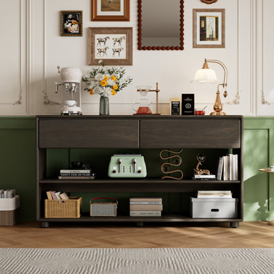 TREXM Natural Wood Wash Vintage Entryway Console Table with Storage