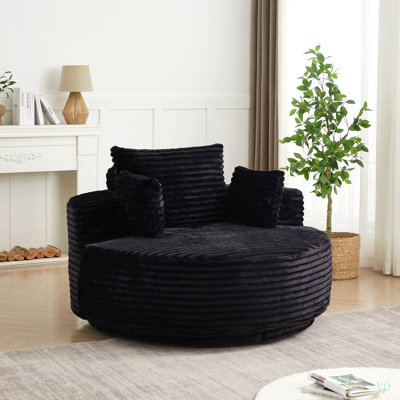 Chaise pivotante simple en mousse de velours côtelé de 55 po L, canapé moderne moelleux, chaise pivotante à 360 degrés pour le salon, la chambre à coucher, le salon et la salle de projection