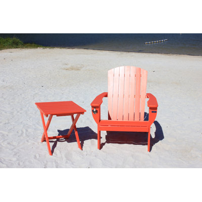Chaise Adirondack pliante en bois massif avec table Pankow