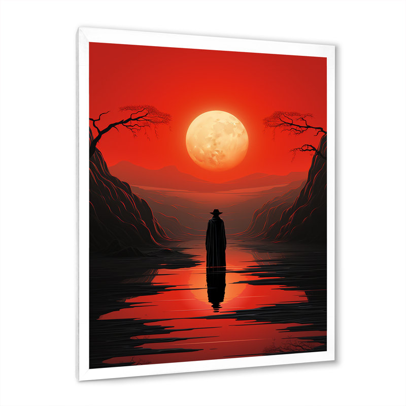 «Tibay Minimalistic Art Red Solitude II», reproduction sur toile, H 20 po x l 12 po x P 1 po, Cadre photo blanc