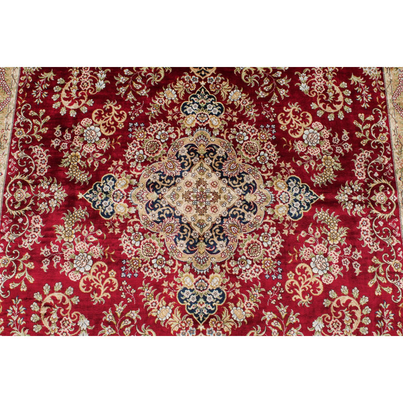Tapis turc rouge et bleu marine 5x7
