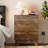 3-Drawer Nightstand with USB Hub, Fluted Design, Natural Oak Finish for Bedroom, Dorm, Apartment-5867934