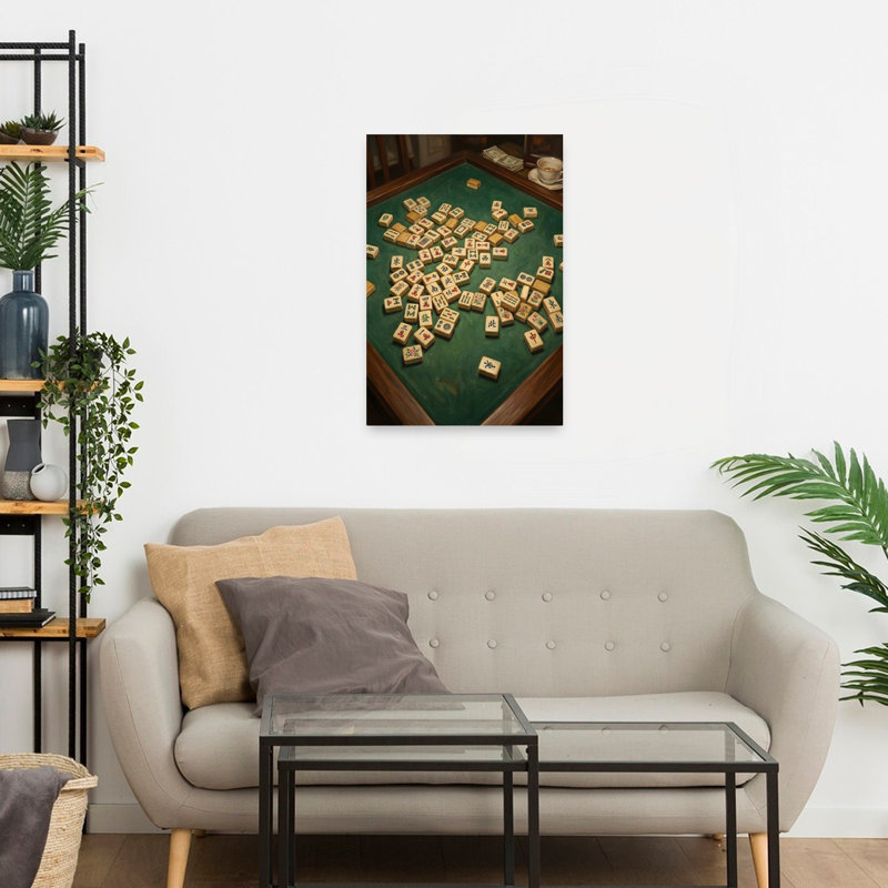 Carreaux de mahjong et art mural rétro traditionnel, H 24 po x l 16 po