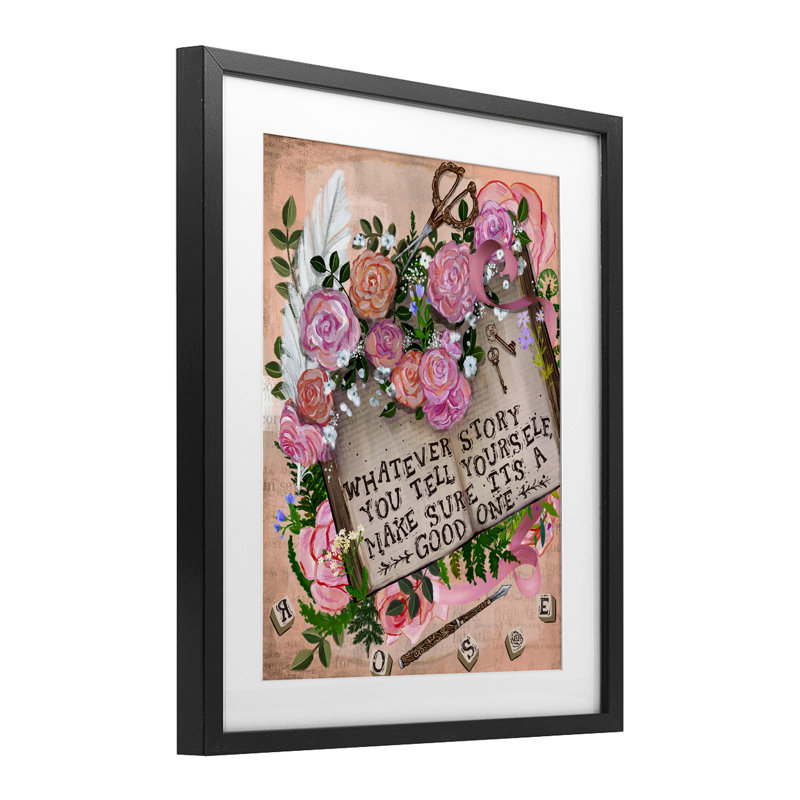 «Tell Yourself A Good Story», reproduction encadrée sous verre, design par Glad You Here Co., H 21 po x l 17 po