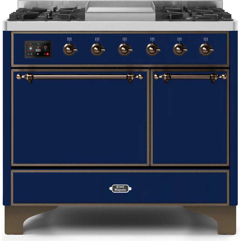 ILVE Majestic II 40 in Dual Fuel Range, Graphite Matte/Copper, Natural Gas
