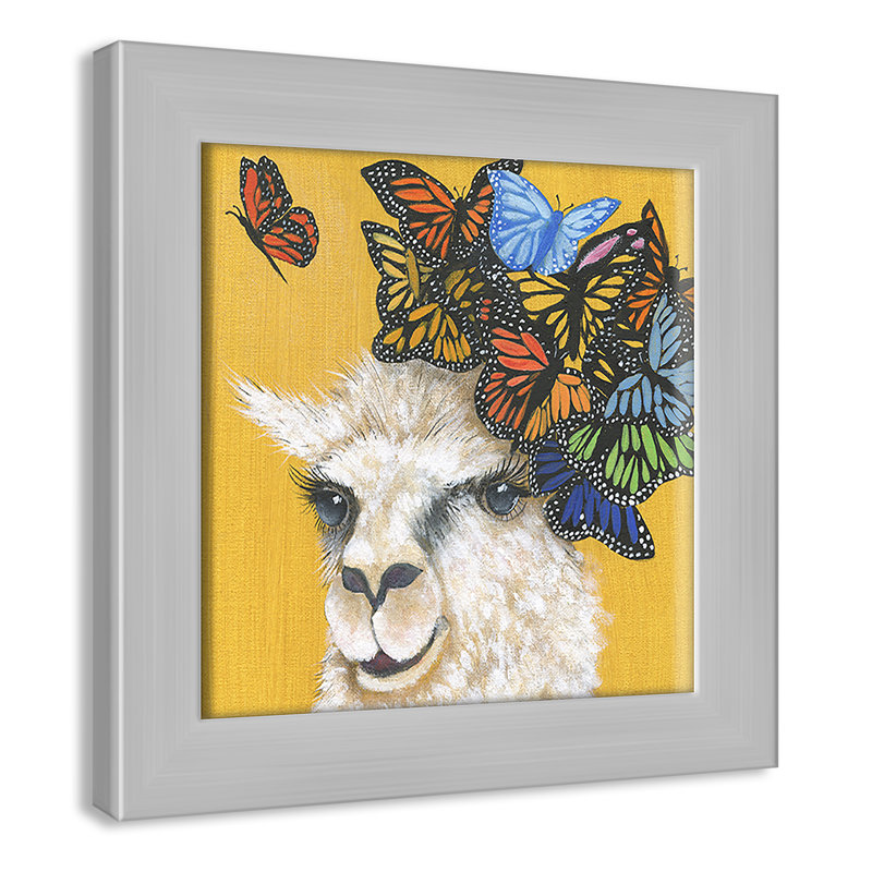 Art sur toile llama, H 10 po x l 10 po x P 0,625 po, Cadre argenté