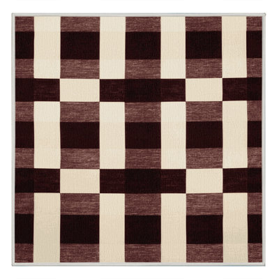 Machine Washable Checkered Beige Area Rug