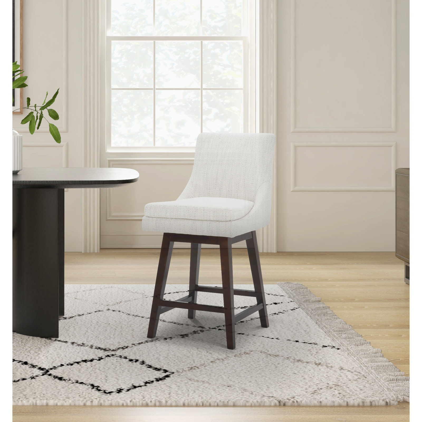 Zahara 30" Swivel Bar Stool, Prestige Ivory Basketweave/Brown, Counter Stool (26” Seat Height)