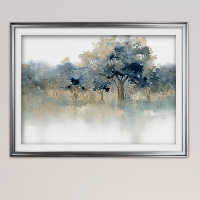 « eaux edge ii », reproduction de peinture à l’acrylique encadrée, argent, 30x42 taille extérieure