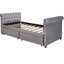 Lit de jour simple gris avec tiroirs de rangement fonctionnels et support de literie en lattes de bois massif-1030791589