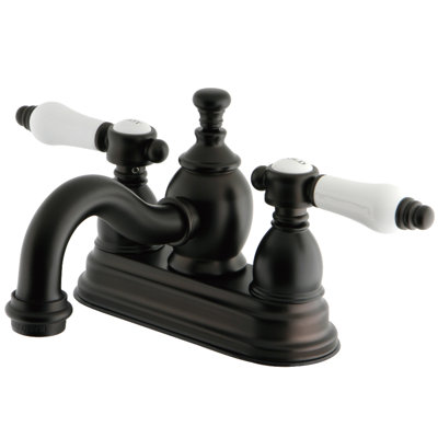 Kingston Brass Bel-Air Two-Handle 3-Hole Deck Mount 4" Centerset Bathroom Faucet with Brass Pop-Up