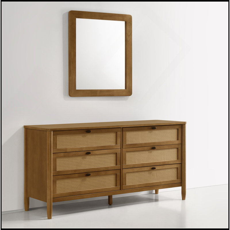 Commode 6 tiroirs avec miroir Vichy