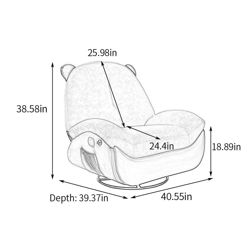 Bear Shape Recliners - 360° Spin, 30° Swing, Tilt