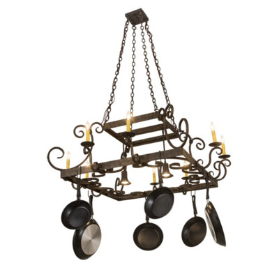 Steel Square Chandelier and Hanging Pot Rack