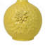 Vase à fleurs Remi, col étroit, céramique jaune avec motifs floraux, 16 po