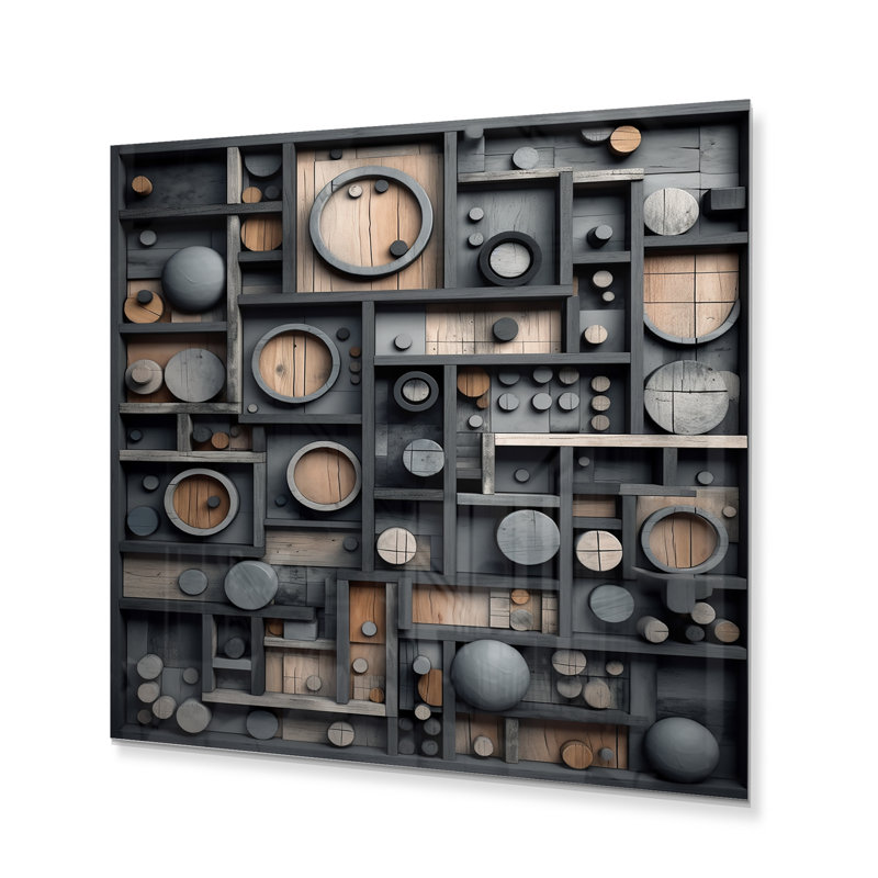 Cubic Geometric Dreams I - Reproduction de cubisme sur métal, H 16 po x l 16 po x P 1 po