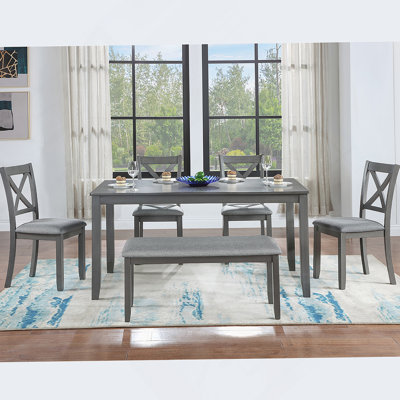 Table de salle à manger rectangulaire avec banc, table de cuisine idéale pour les petits espaces et les réunions de famille, assurant confort et style.