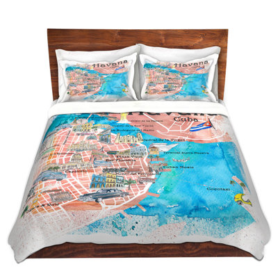 DiaNoche Duvet Cover Sets Microfiber by Markus Bleichner - Havana Cuba Map