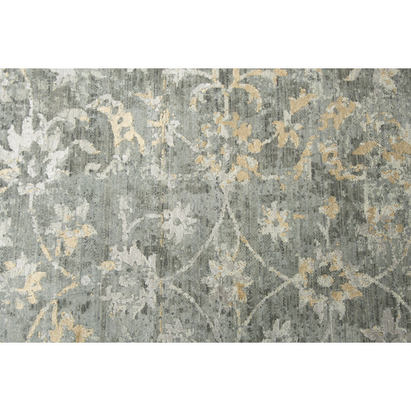 Tapis gris/beige/blanc cassé tissé à la machine électrique Donat, Rectangle 10 pi x 13 pi