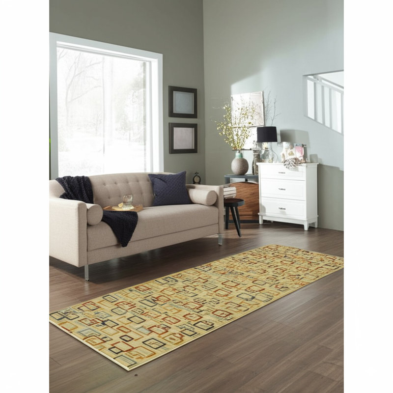 Tapis transitionnel à motif géométrique moderne et élégant en laine de coton doux noué à la main