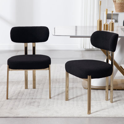 Adnah Modern Dining Chairs Armless Chair Made of Teddy Fabric with Metal Legs Upholstered Side Chair