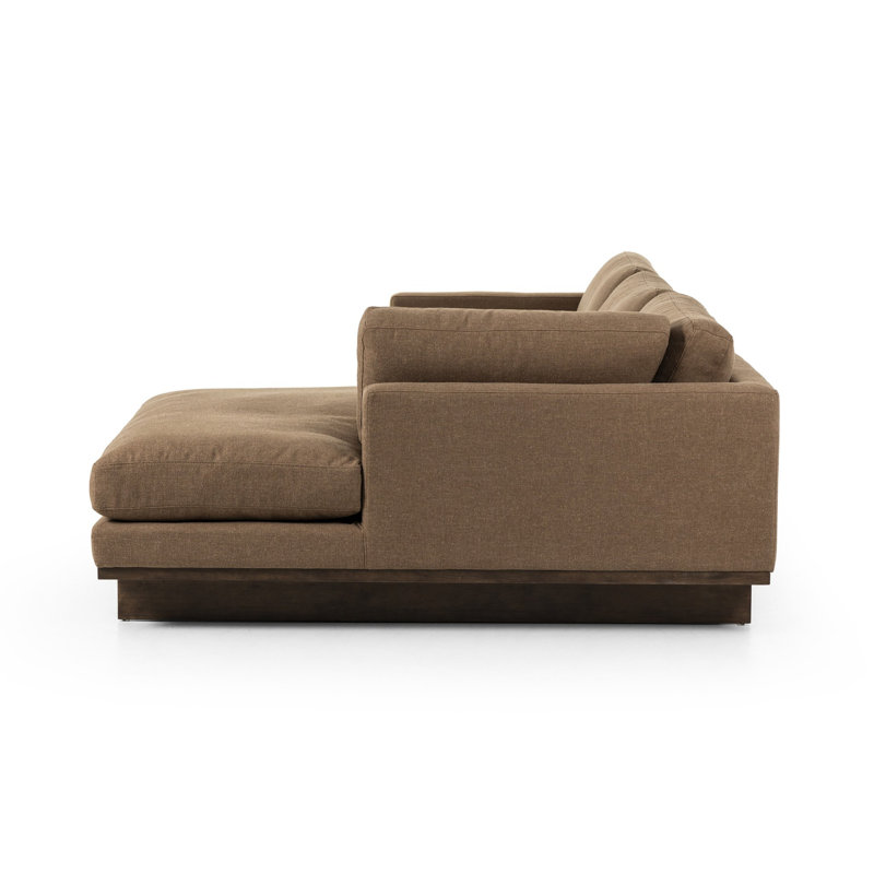 Menades Upholstered L-Shaped Sectional, Right Hand Facing, 32" H x 125" W x 70" D, Antwerp Cafe Linen Blend
